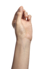 gesture with hand finger, index finger make a direction.