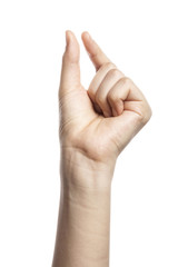 gesture with hand finger, index finger make a thickness.