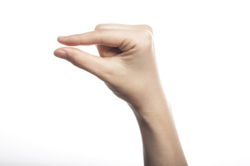 gesture with hand finger, index finger make a thickness.