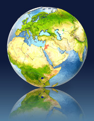Jordan on globe with reflection