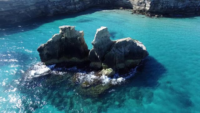 Aerial view around the rocks, Torre dell'Orso Salento - Italy