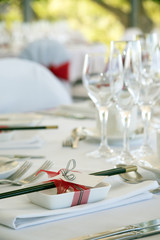 Asian Style Table Setting with Chopsicks and Ribbon