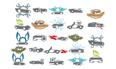 Car Service Logo Set Bundle Collections