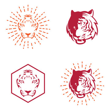 Tiger Simple Logo Template in Vintage Retro Style