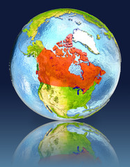 Canada on globe with reflection