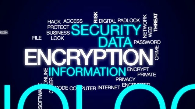 Encryption animated word cloud, text design animation.