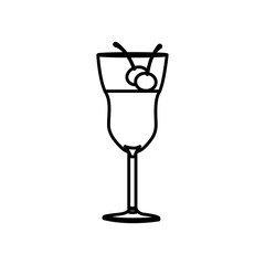 silhouette drink cocktail glass with cherries vector illustration