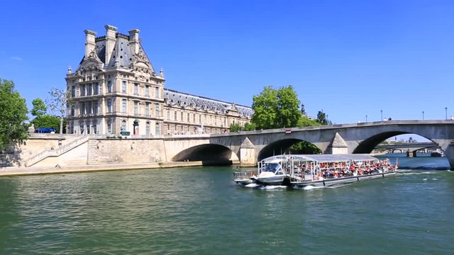 Cruise on Seine river in Paris, France 
