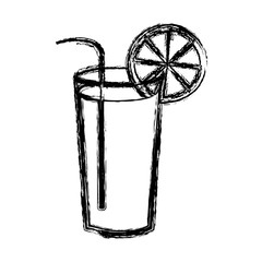 blurred silhouette orange freshness drink cocktail glass vector illustration