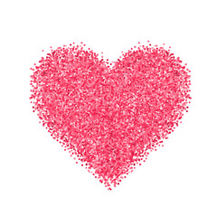 Glitter red heart. Cute symbol of Valentines Day. Romantic concept. Love sign. Vector illustration for cards, posters, banners, wedding design invitations. Isolated on white background.