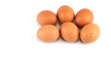 fresh chicken eggs isolated on white background
