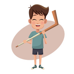 boy sport stick hockey image vector ilustration eps 10