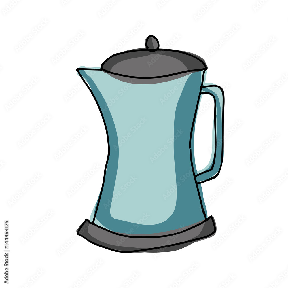 Canvas Prints silhouette color hand drawn of metallic kettle of coffee with handle vector illustration