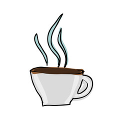 silhouette color hand drawn of hot coffee cup vector illustration