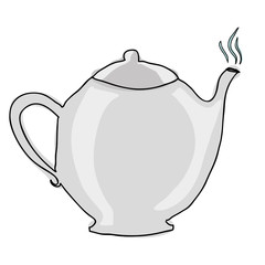 silhouette color hand drawn with teapot of coffee with handle vector illustration