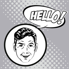 man pop art bubble speech vector illustration eps 10