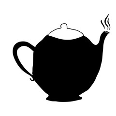 black silhouette hand drawn with teapot of coffee with handle vector illustration