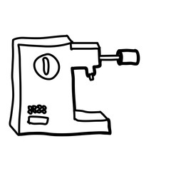 monochrome contour hand drawn with coffee maker in side view vector illustration