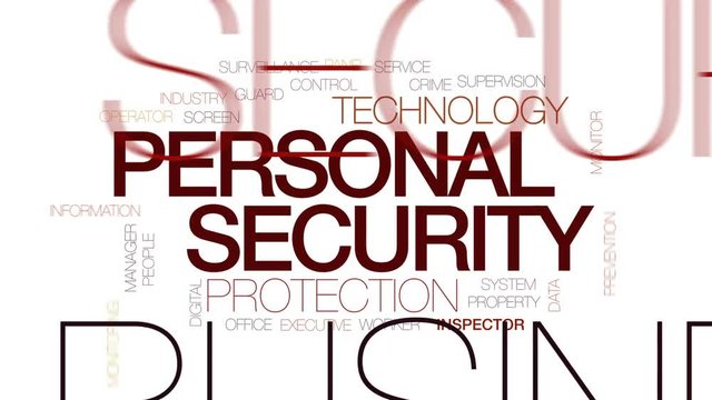Personal security animated word cloud, text design animation. Kinetic typography.