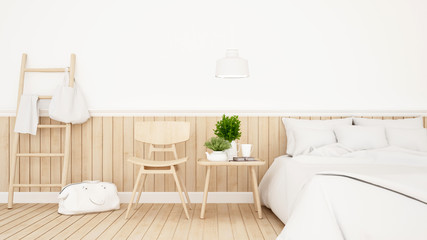 Fototapeta na wymiar White bedroom or guestroom of hotel minimal design - 3d Rendering