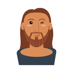 portrait jesus christ wink image vector illustration eps 10
