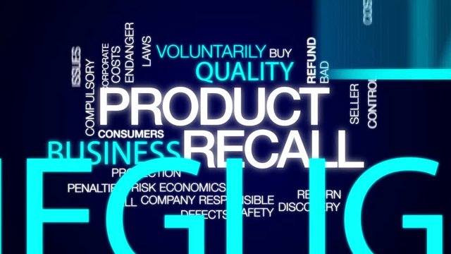 Product recall animated word cloud, text design animation.