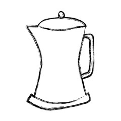 monochrome sketch hand drawn of metallic kettle of coffee with handle vector illustration