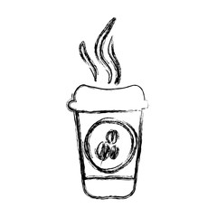 monochrome sketch hand drawn with disposable cup of coffee vector illustration