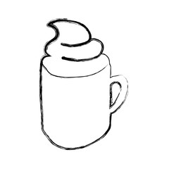 monochrome sketch hand drawn with coffee cup with cream vector illustration