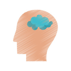 drawing profile head think brain vector illustration eps 10
