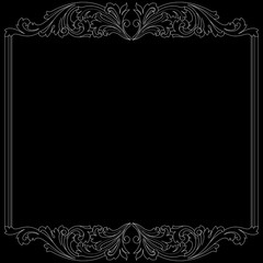 Vintage border frame engraving with retro ornament pattern in antique baroque style decorative design. Vector.