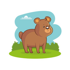 cute bear landscape meadow image vector illustration eps 10