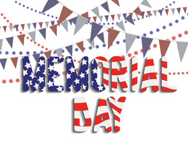 Memorial Day greeting card. Vector illustration with american flag