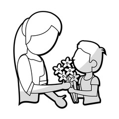 son give flowers to mother vector illustration eps 10