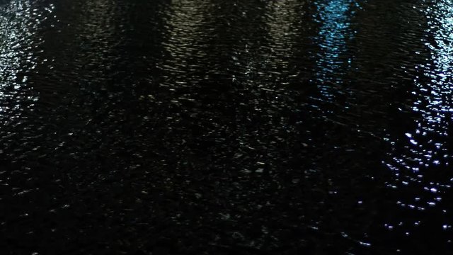 Water Surface at Night with Light Reflections