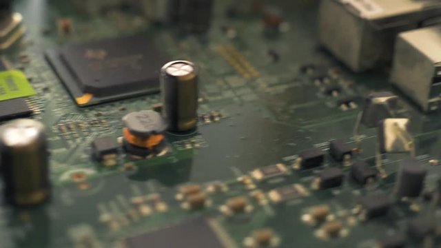 Close-up of printed circuit boards of computers