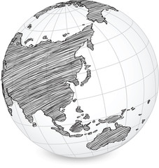 Earth Globe with World map Detail Vector Line sketch Up Illustrator, EPS 10.