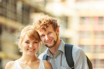 couple with blueprint project outdoor