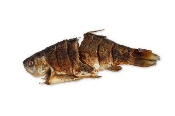 Fried fish isolated on white background