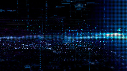 Digital matrix particles grid virtual reality abstract cyber space environment background