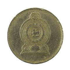 1 sri lankan rupee coin (1982) reverse isolated on white background