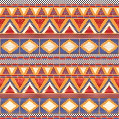 Tribal pattern vector seamless. African or native american print. Ethic texture. Repeating background for fabric, wallpaper, wrapping paper and boho card template. - 144501355