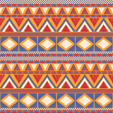 Tribal pattern vector seamless. African or native american print. Ethic texture. Repeating background for fabric, wallpaper, wrapping paper and boho card template.