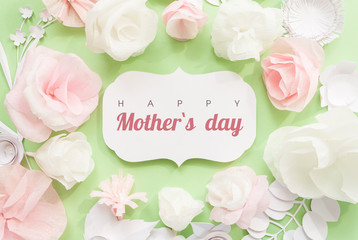 Happy Mother day, card with paper flower
