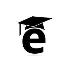 Initial Letter E Logo With Graduation Cap