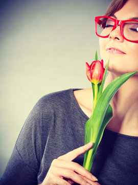 Passionate lady in glasses.