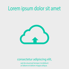 This image represents a cloud upload illustration icon, vector illustration. Flat design style