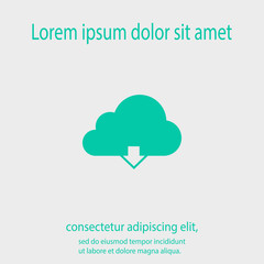 Vector cloud computing download icon, vector illustration. Flat design style