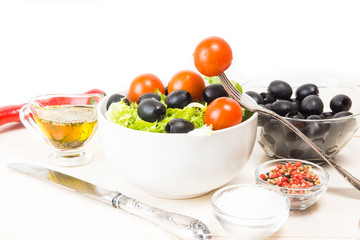 Tossed Salad with olives and pepper romano