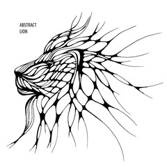 abstract lion. graphics. tattoo. freehand drawing